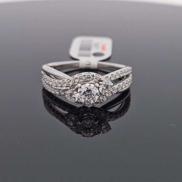 14K White Gold LEO Diamond Bypass Engagement Ring Band 1.23TCW 5.6 Gram Size 10 - Picture 9 of 16